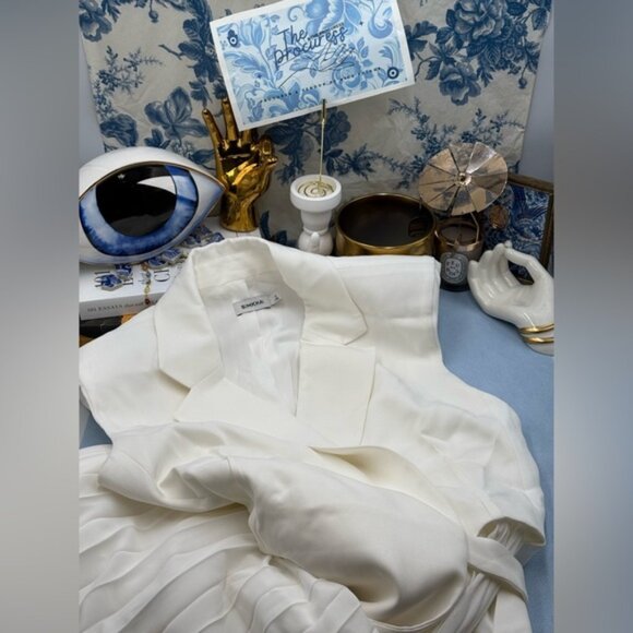 🆕 SIMKHAI 🧿 NWOT Helena Combo Blazer Dress, Pleated Skirt, White - Sz US 10 - Picture 2 of 16